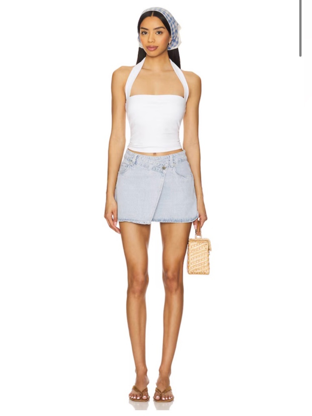 NWT- BLANKNYC Denim Wrap Mini Skirt, Tea Break, Size 27 - Picture 5 of 12